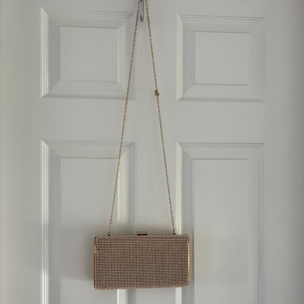 Gold clutch evening bag purse